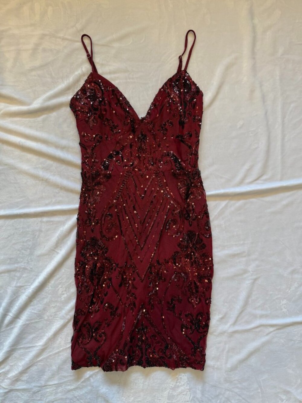 Windsor Maroon Sequin Slip Dress Size L